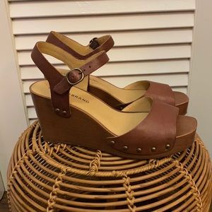LUCKY BRAND Zashti brown leather wedge sandal 7.5
